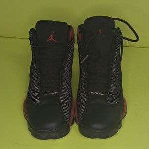 Jordan Black and Red High-Top Basketball Sneakers